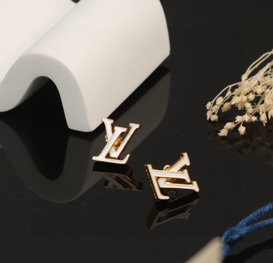 Louis Vuitton Pink 'LV' Logo Stud Earrings